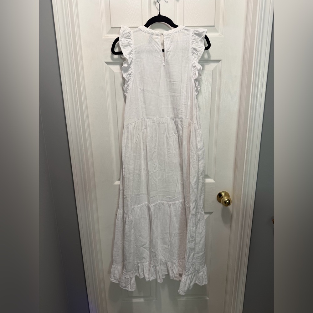 Cotton Universal Thread White Ruffle Midi Dress - Picture 5 of 7